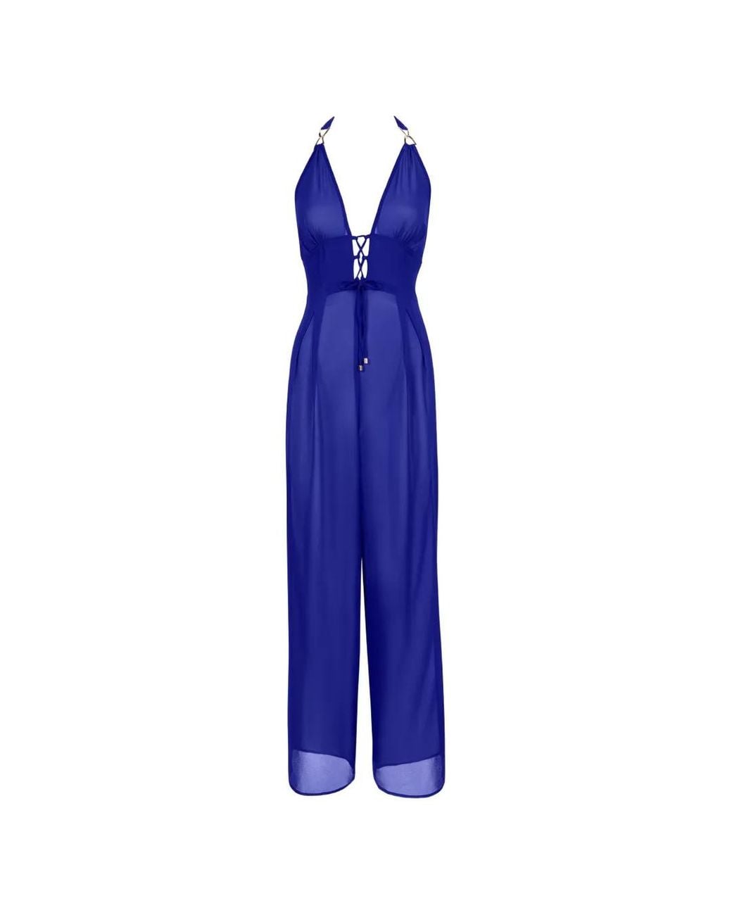 Aubade Blue Beach Walk Lace-Up Jumpsuit