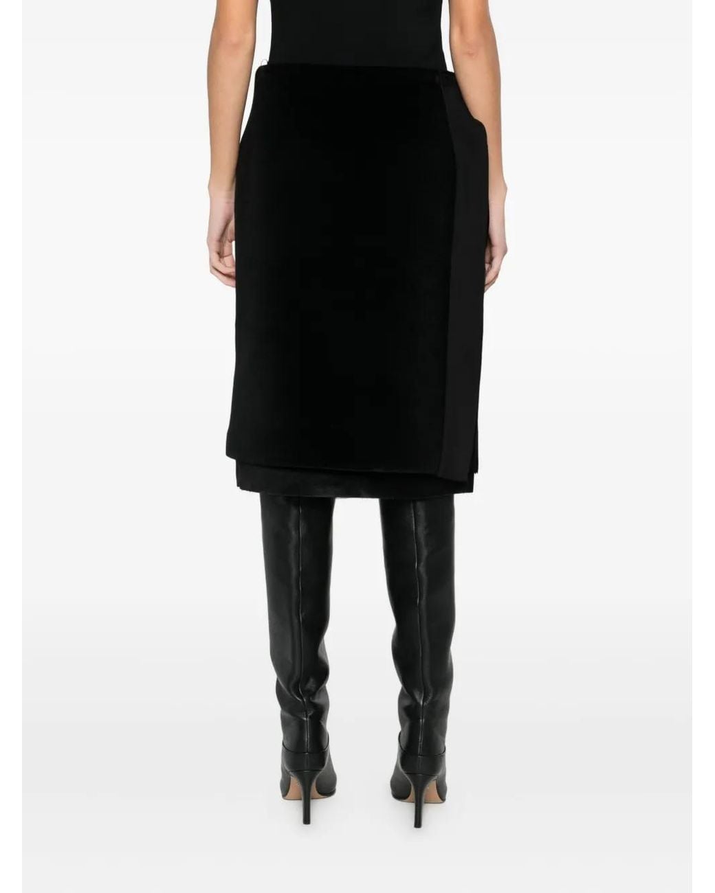 Jil Sander Black Layered Straight Skirt