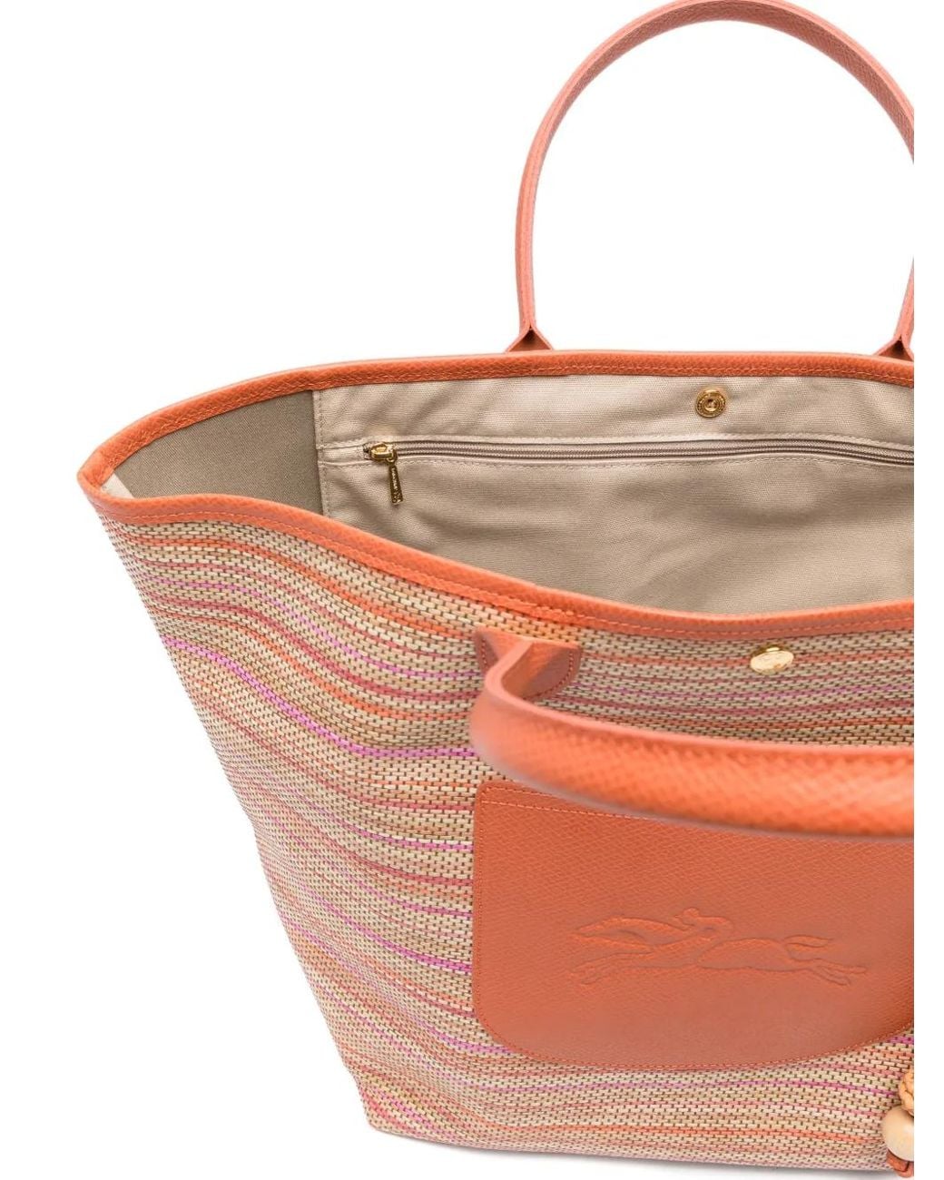 Longchamp Pink Le Pliage Striped Applique Tote Bag