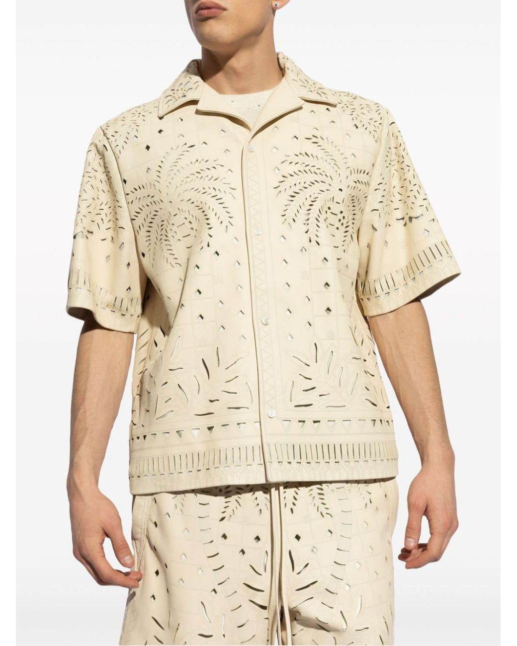 Amiri Perforated Leather Shirt in Natural for Men | Lyst