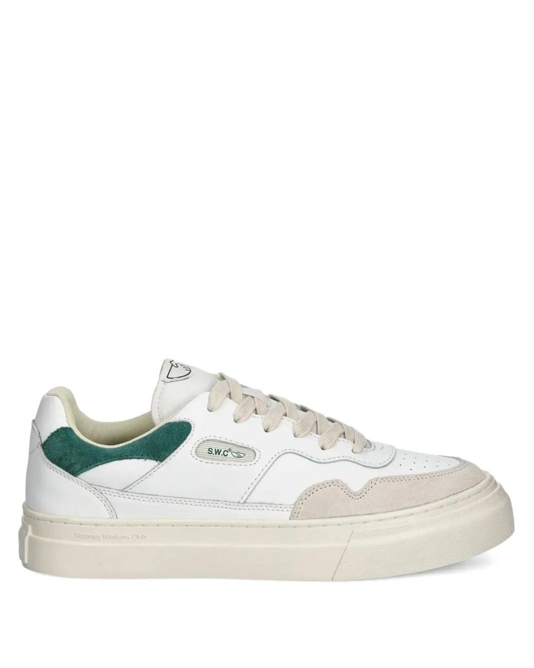 Stepney Workers Club White Pearl Leather Panel Trainers