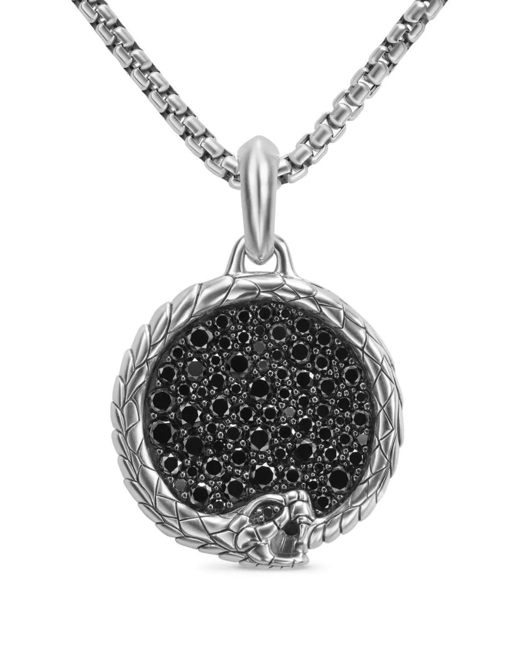 David Yurman Metallic Sterling Cairo Ouroboros Diamond Amulet (25Mm) for men