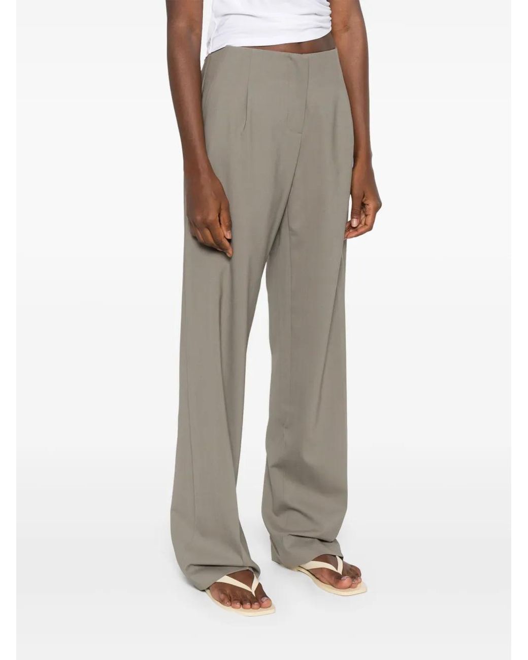 Christopher Esber Gray Pleated-Front Trousers