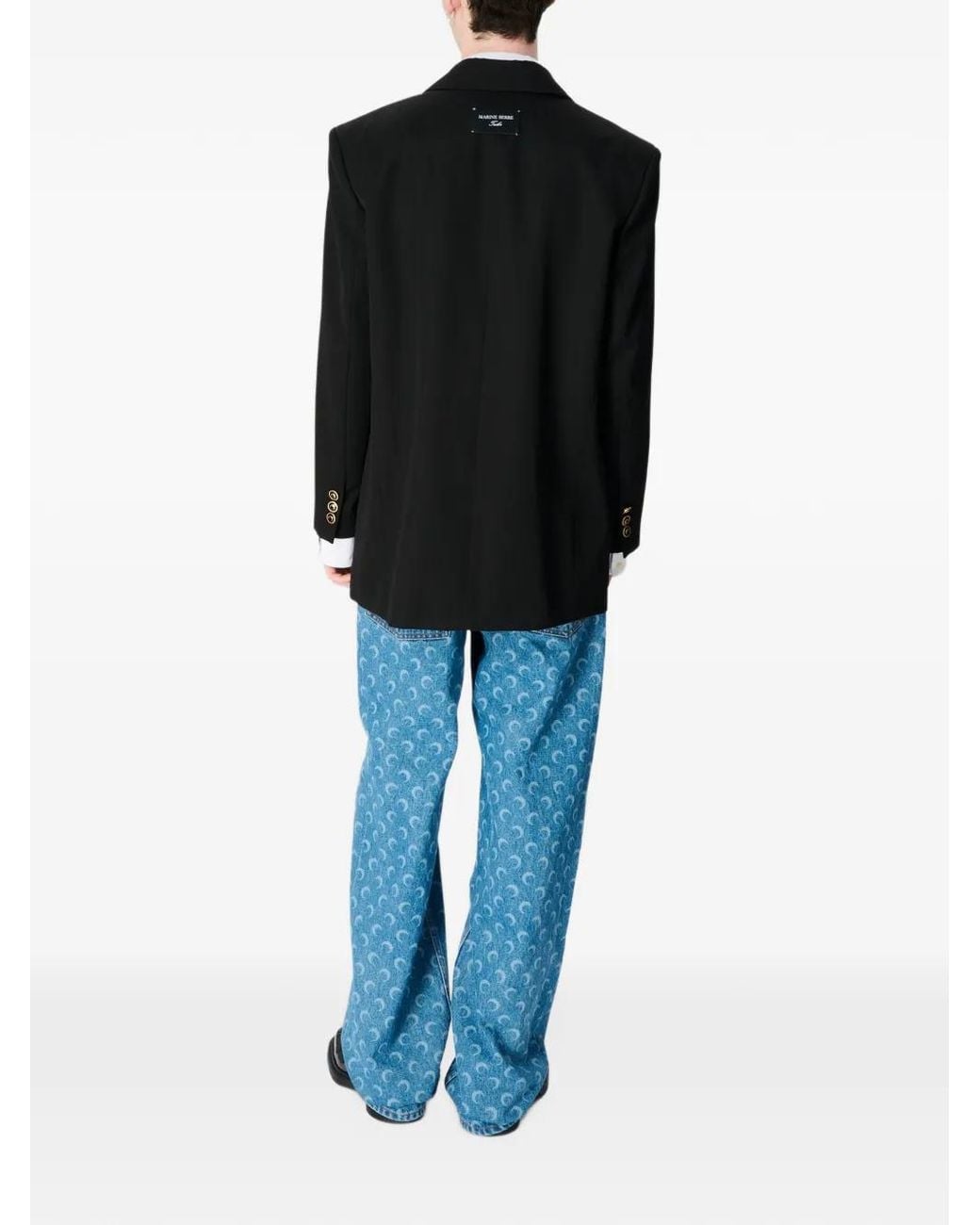 MARINE SERRE Black Twill Boxy Blazer