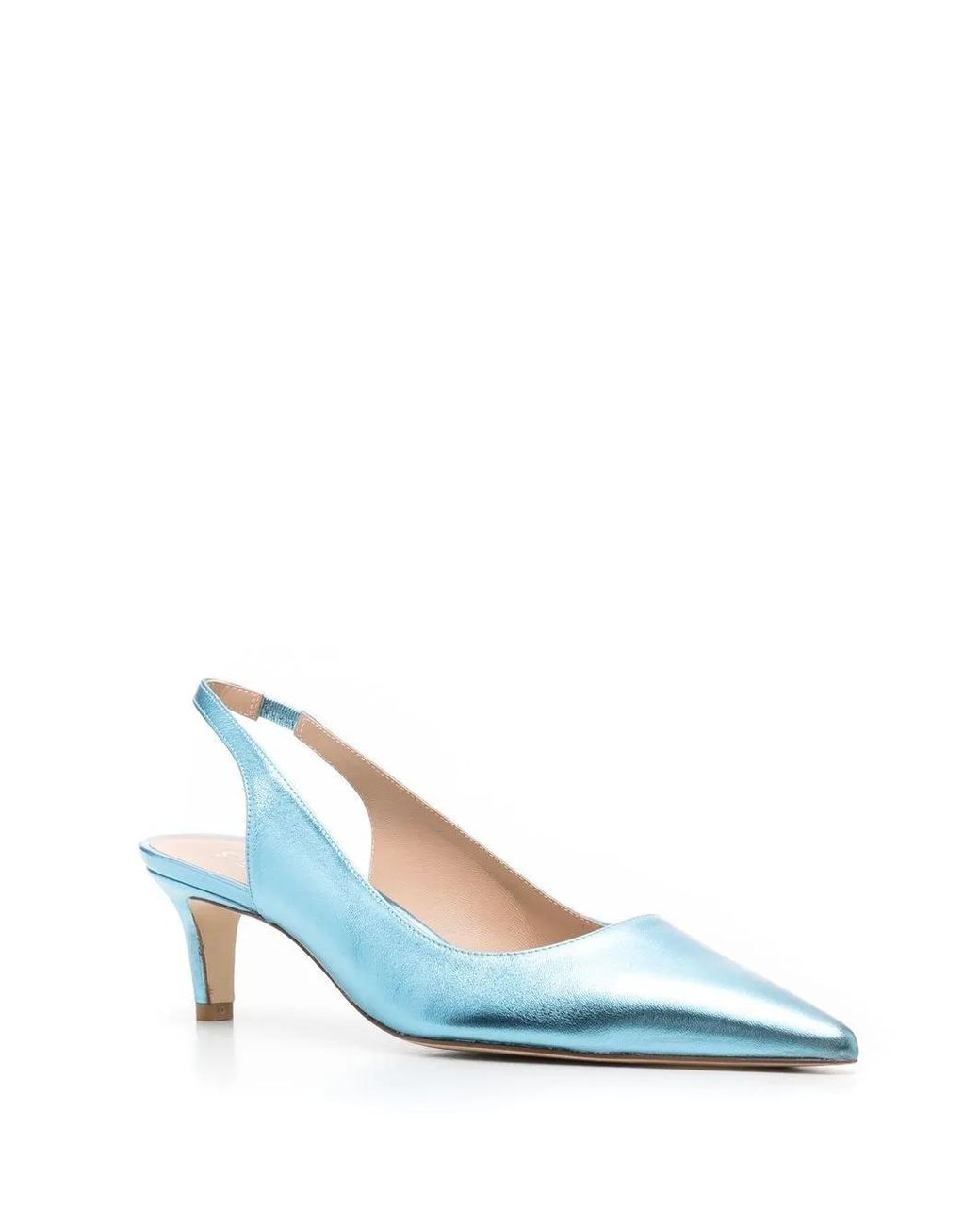 Stuart Weitzman Blue Metallic-Effect Pointed Pums