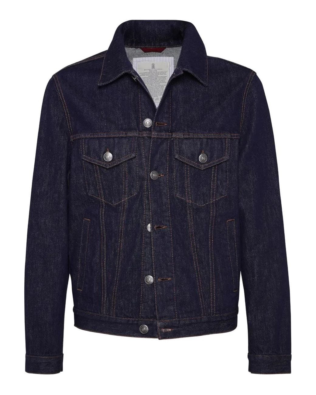 Brunello Cucinelli Blue Cotton Denim Jacket for men