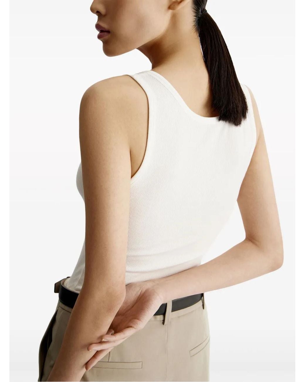 12 STOREEZ White Ribbed Cotton Henley Top