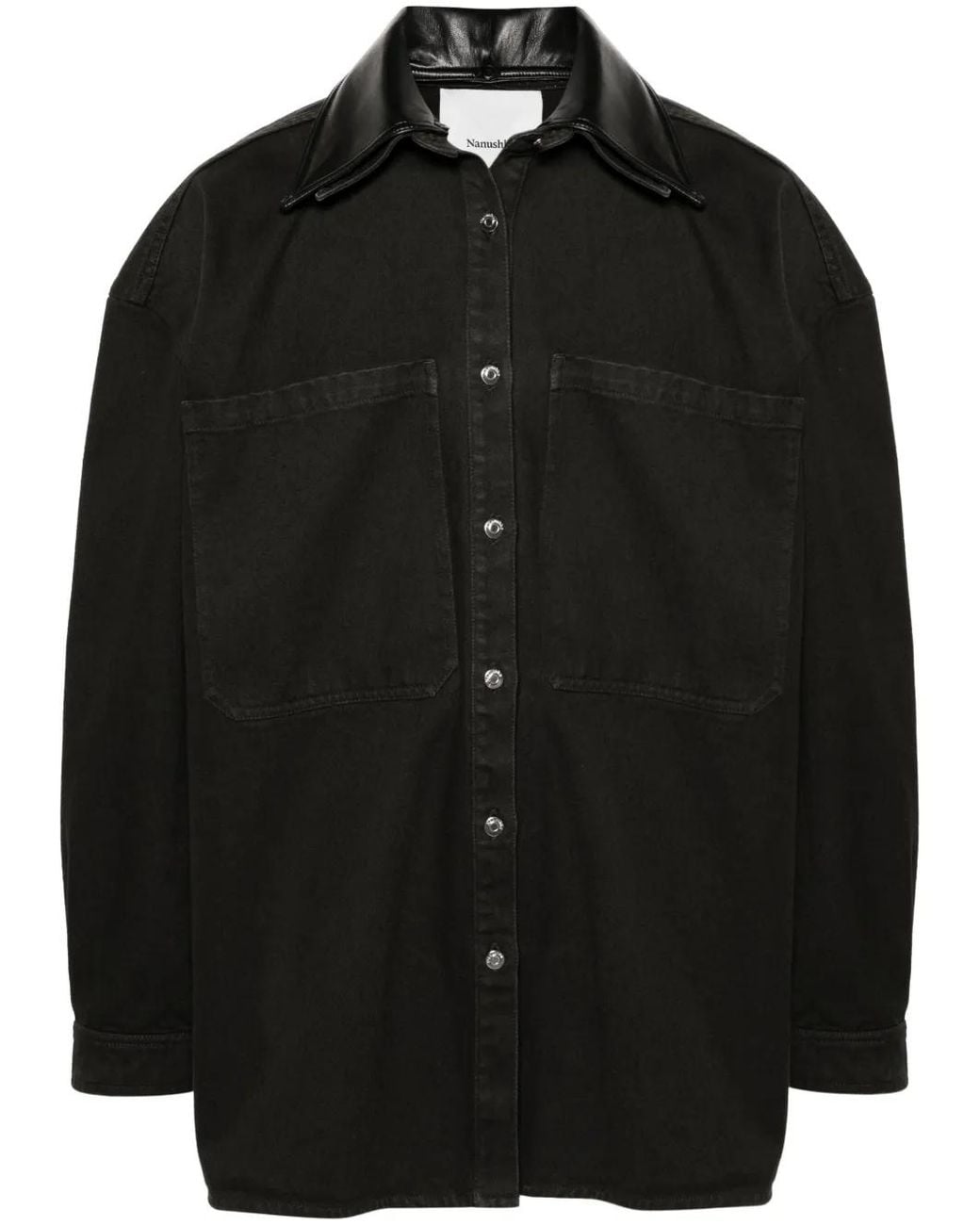 Nanushka Black Detachable-Collar Denim Jacket