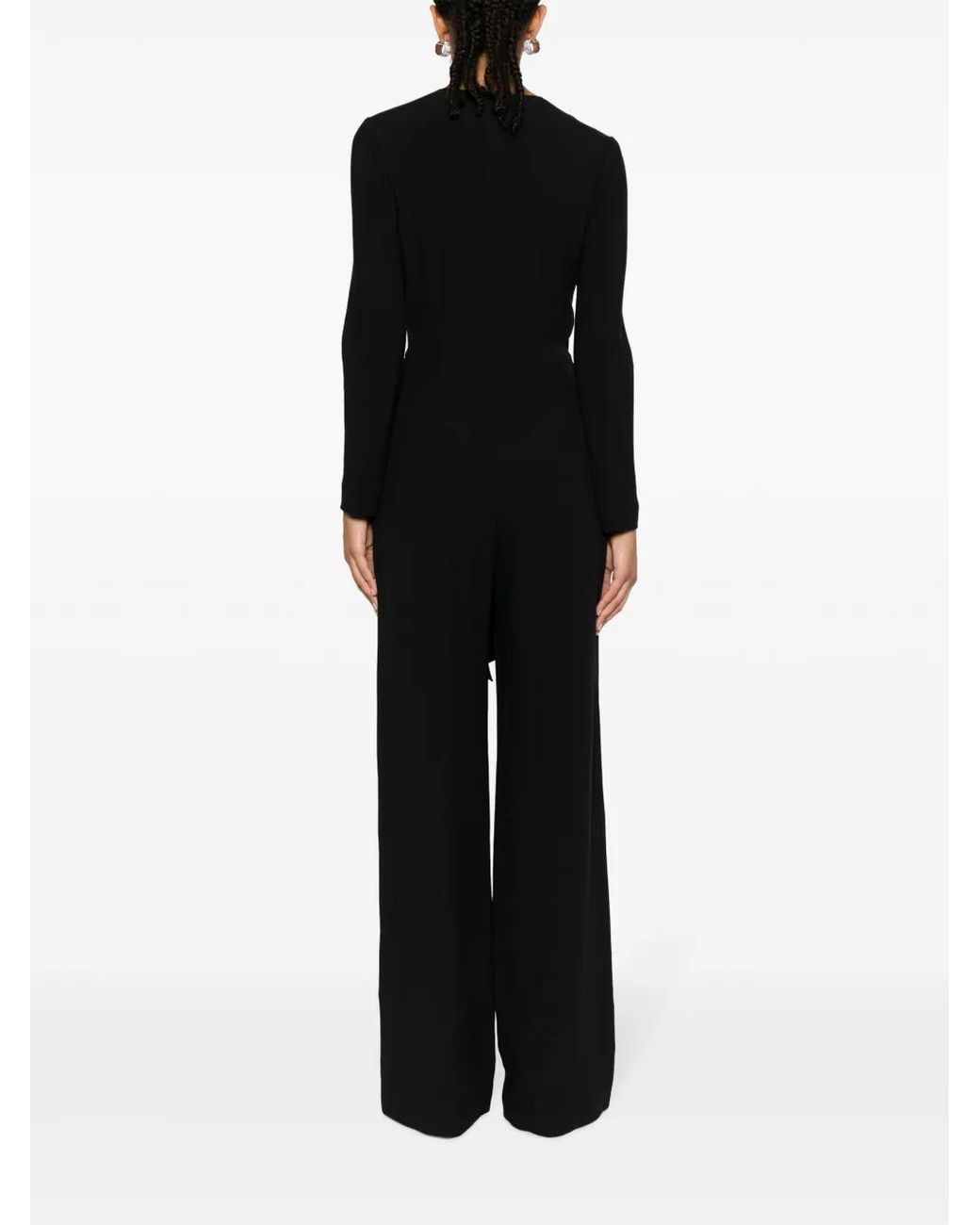 Alberta Ferretti Black Enver Bow-Detail Satin Jumpsuit
