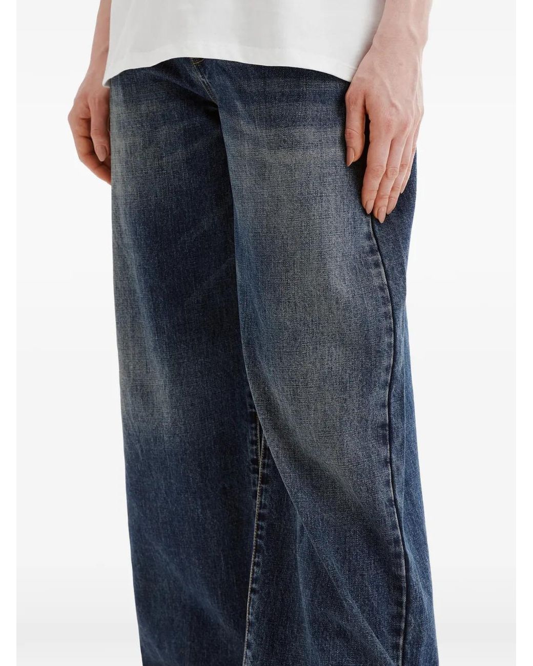B+ AB Blue Jean Ample À Effet Délavé