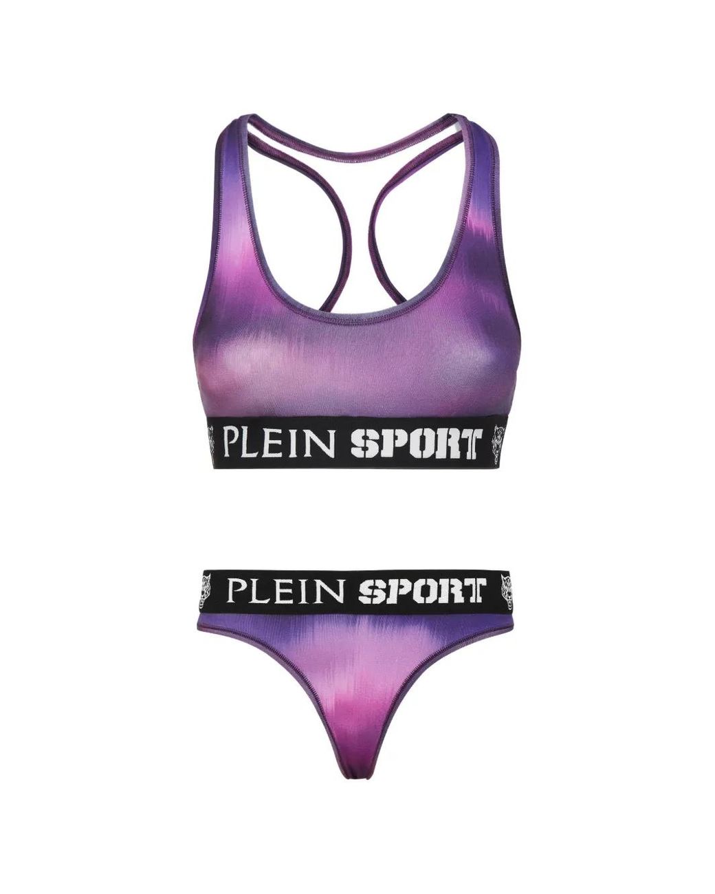 Philipp Plein Purple Logo-Tape Racerback Lingerie Set