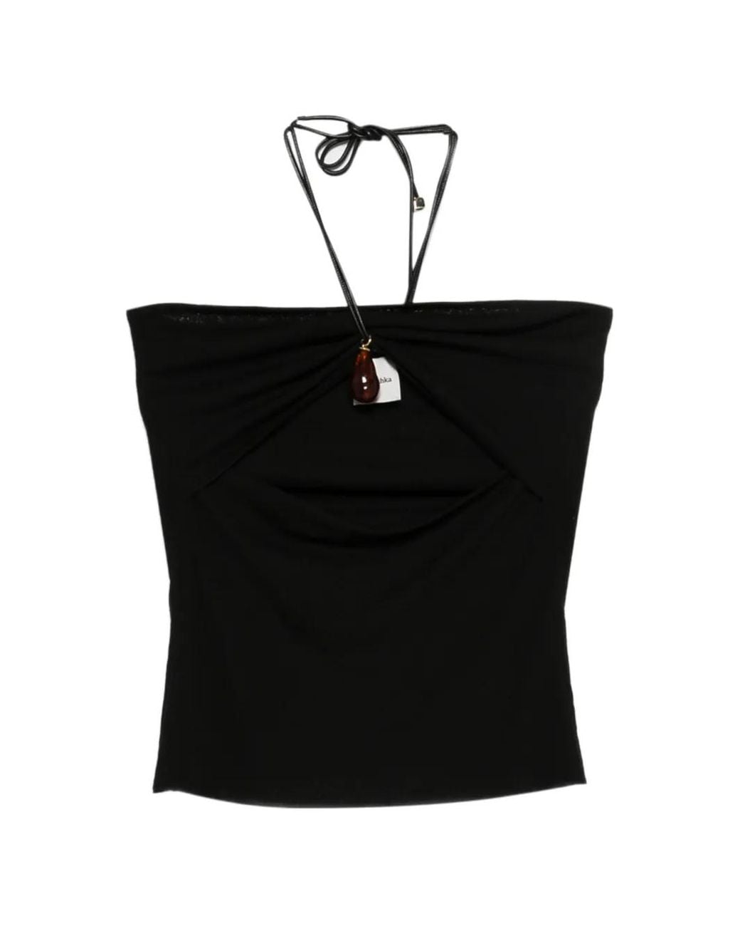 Nanushka Black Cutout Strap Bandeau Top