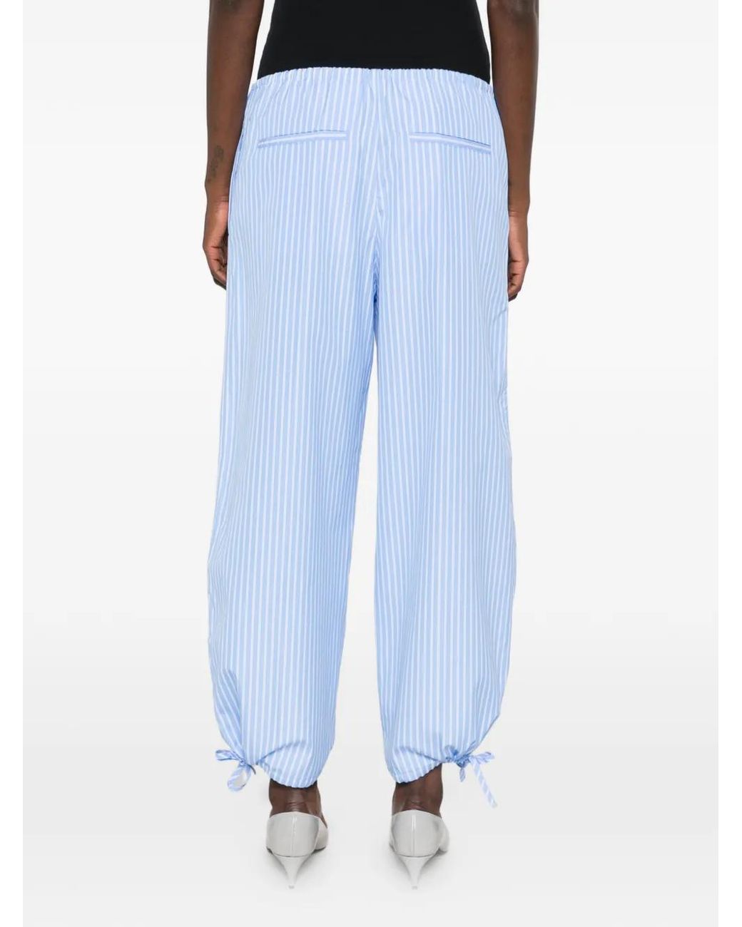 Totême Blue Striped Drawstring-Waist Trousers