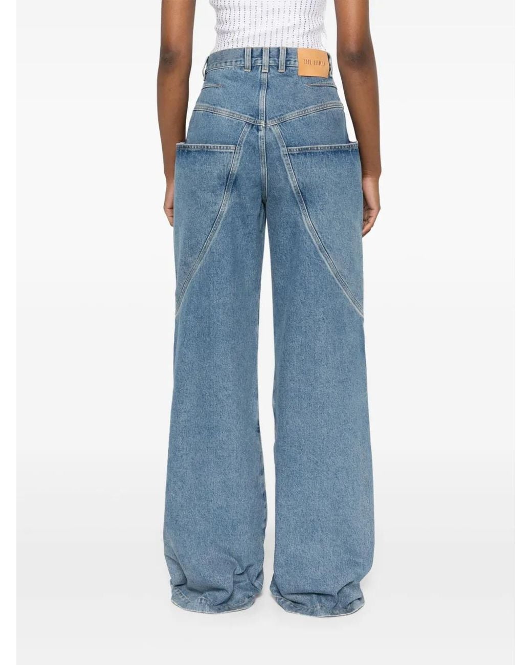 The Attico Blue Wide-Leg Long Jeans