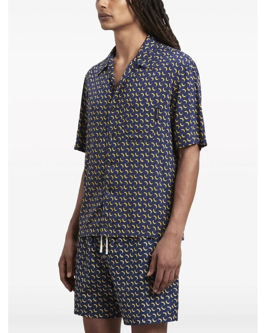 Palm Angels Blue Banana-print Shirt for men
