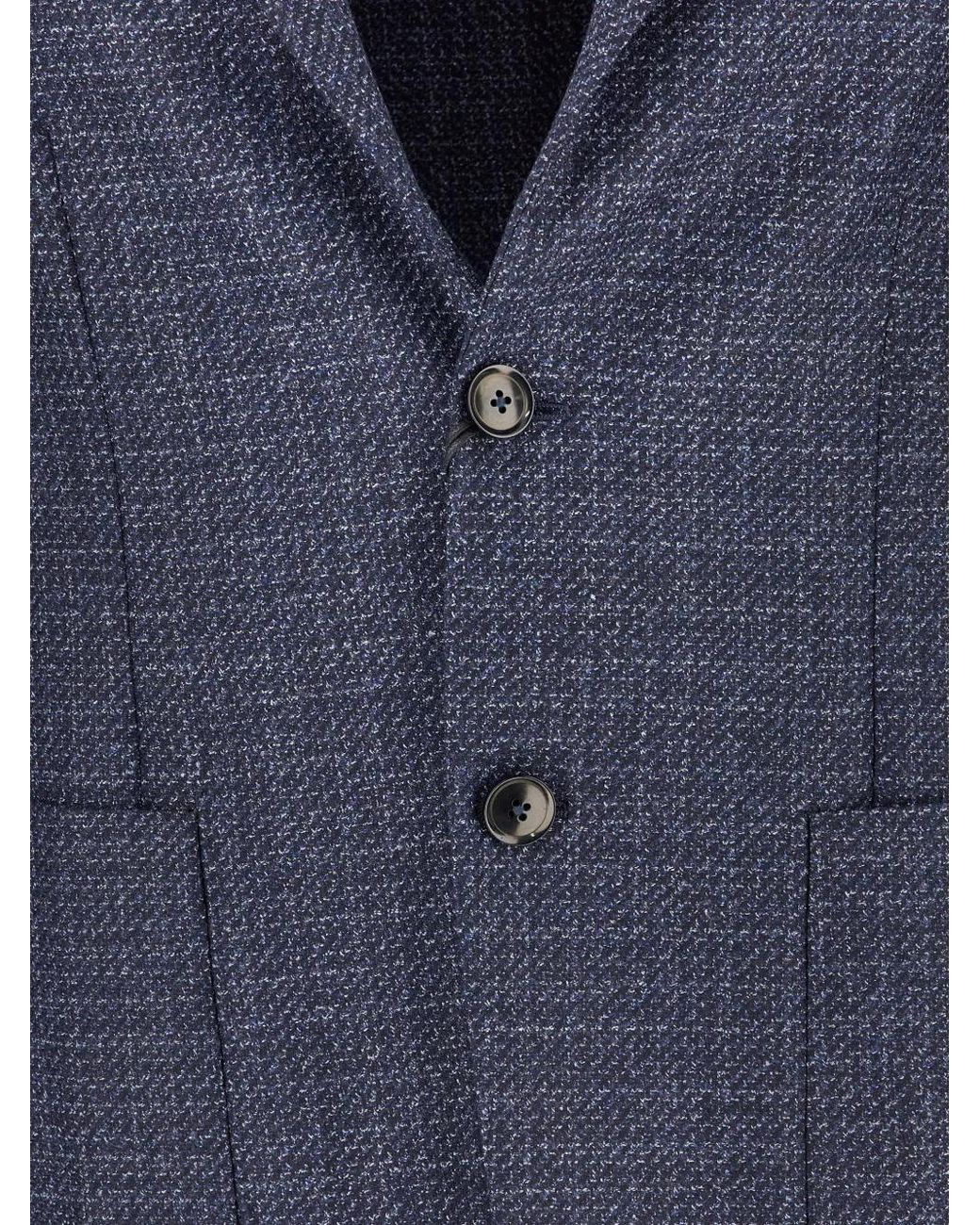 Zegna Blue Single-Breasted Wool Jacket for men