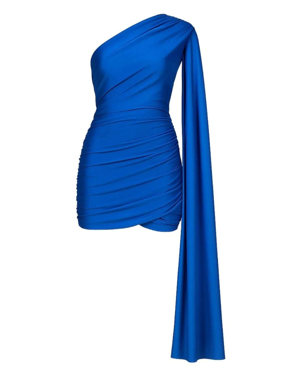 ROOM76 Blue One-Shoulder Draped Mini Dress