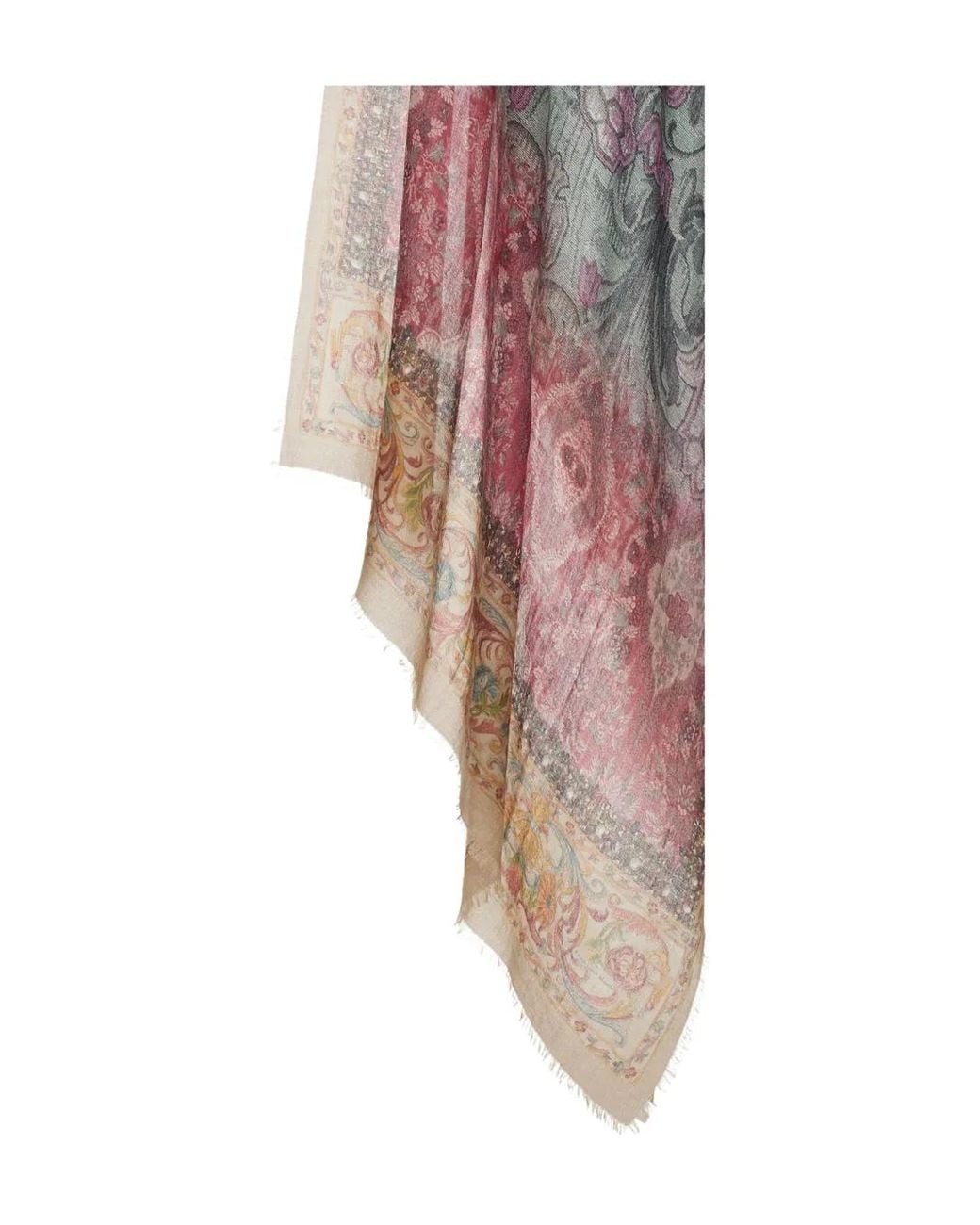 Pierre Louis Mascia Pink Floral-Pattern Fringed-Edges Scarf