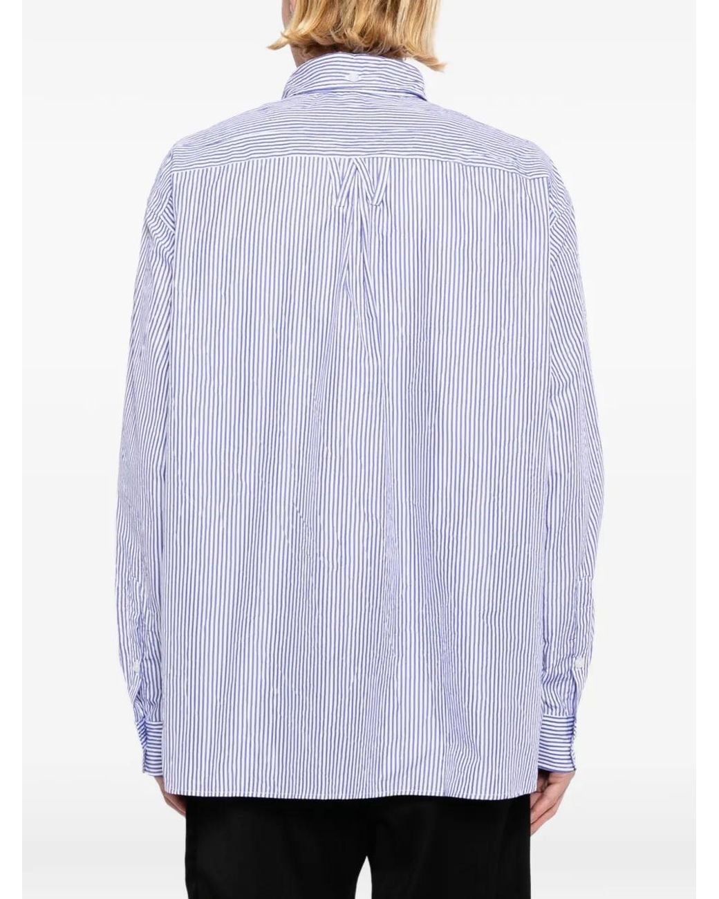 Willy Chavarria Blue Striped Button-Down Shirt for men