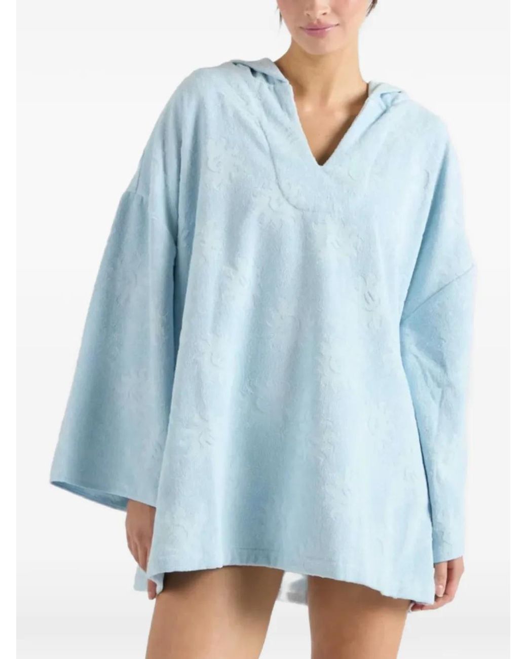 Hunza G Blue Sunny Hooded Poncho
