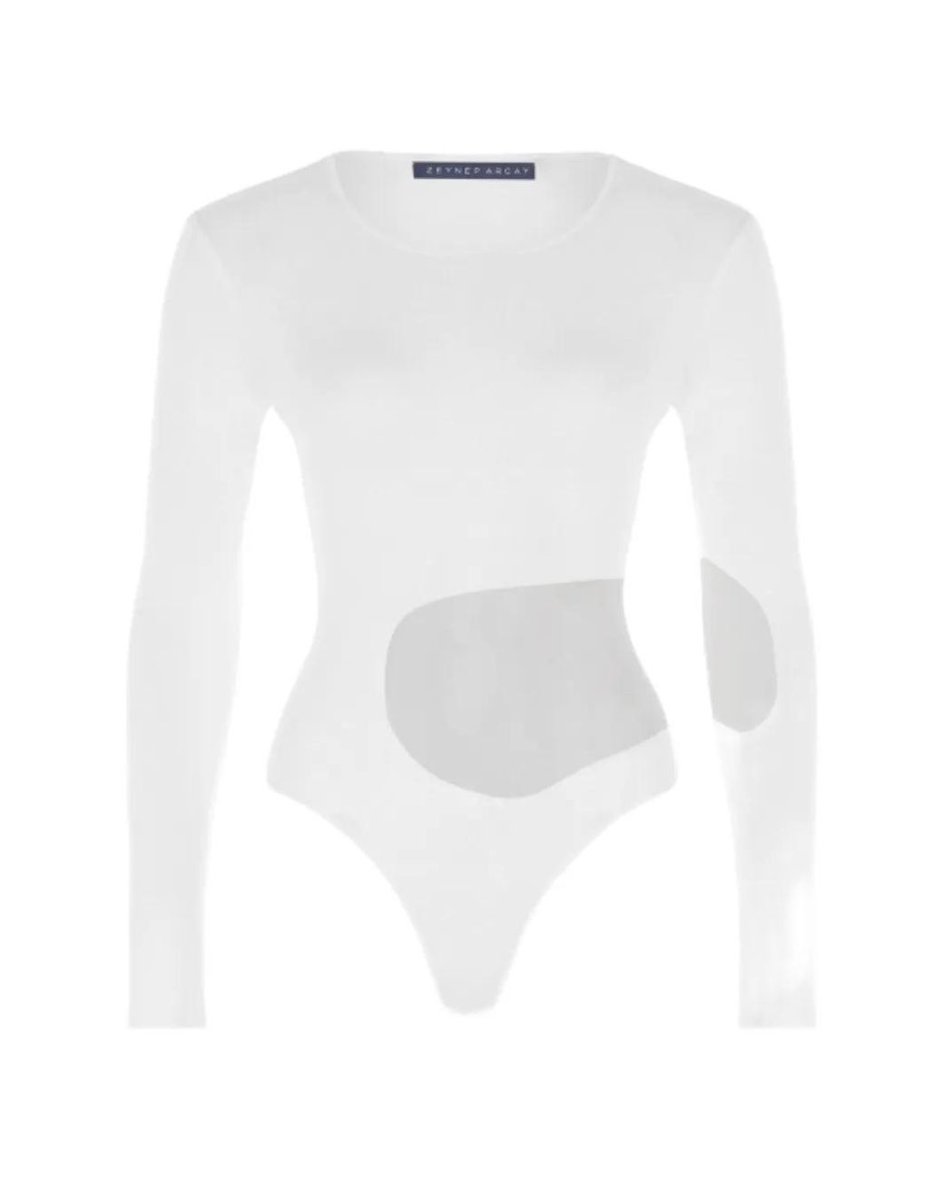 Zeynep Arcay White Sheer-Knit Bodysuit
