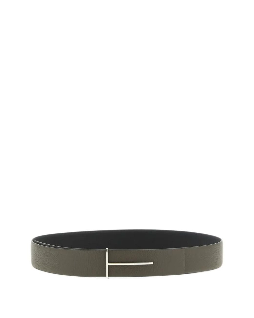 Tom Ford White T-Buckle Grained-Leather Belt for men