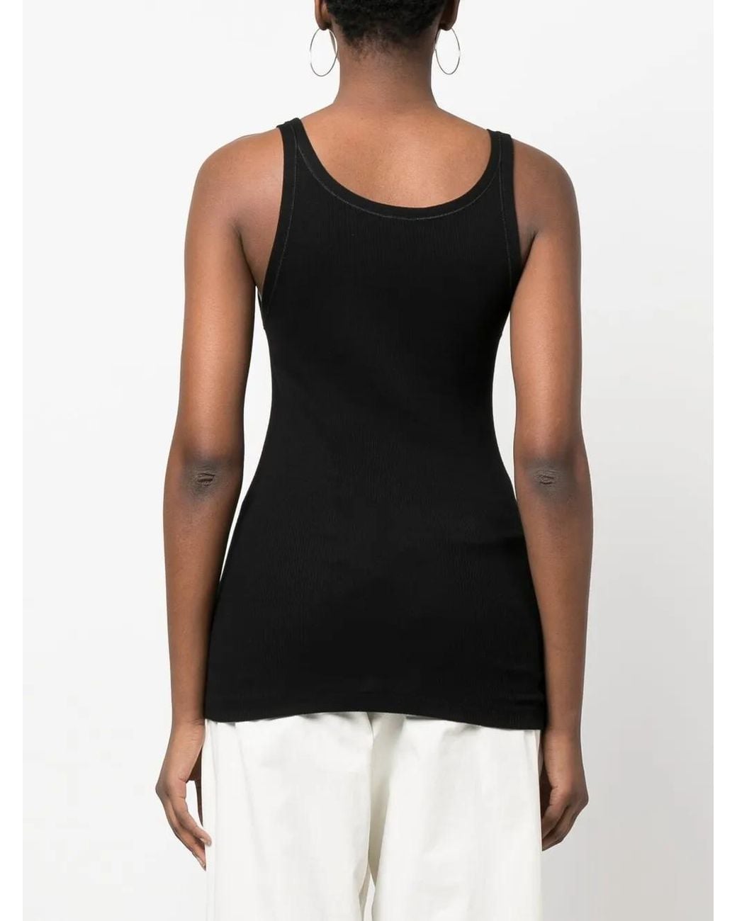 P.A.R.O.S.H. Black Ribbed Tank Top
