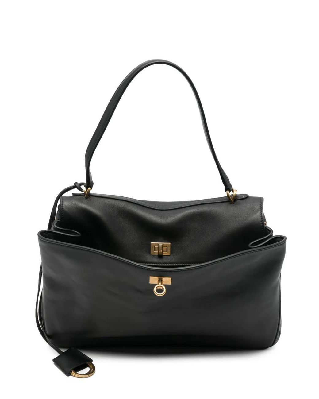 Balenciaga Medium Rodeo Leather Tote Bag in Black | Lyst