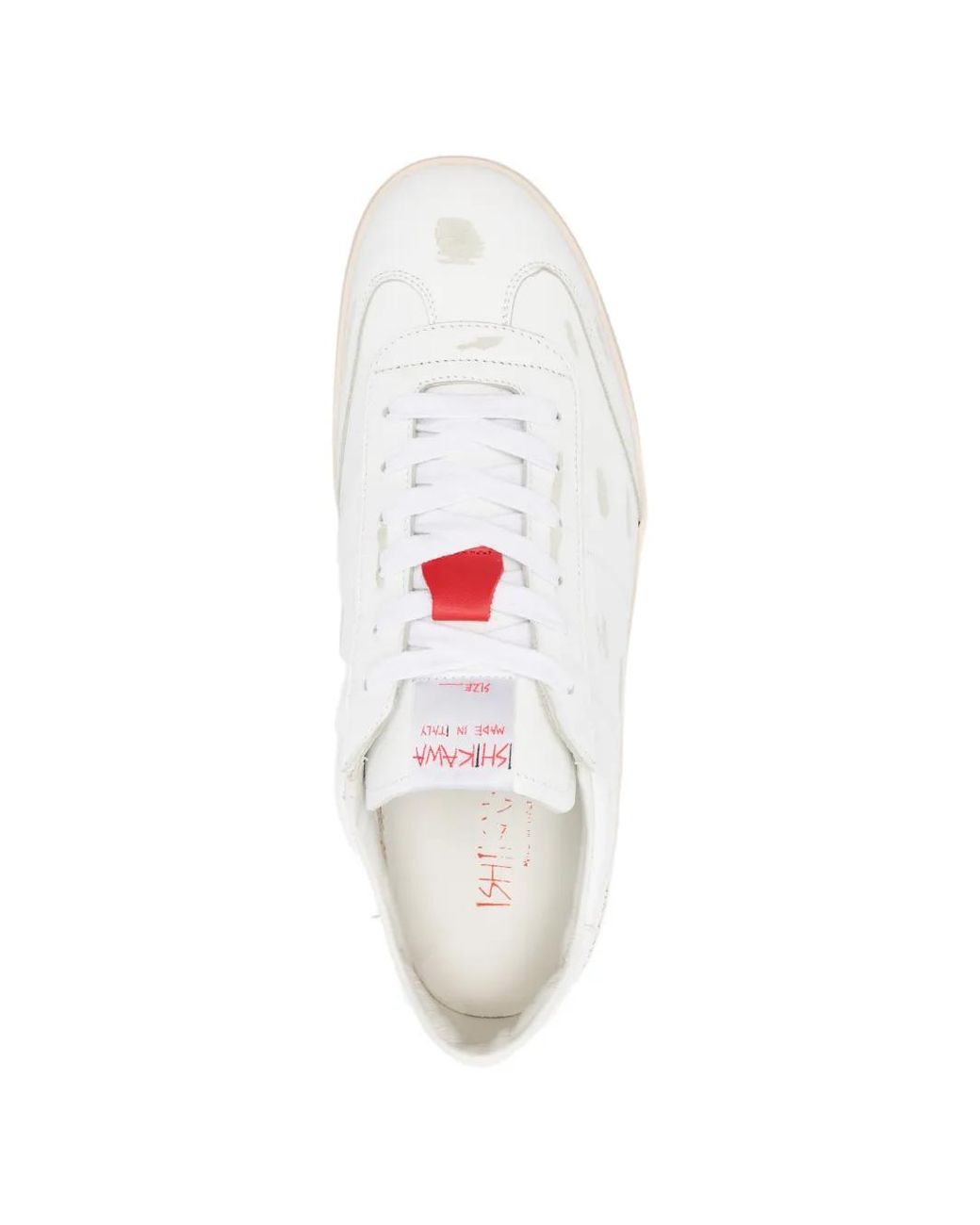 Ishikawa White No Star Leather Sneakers for men