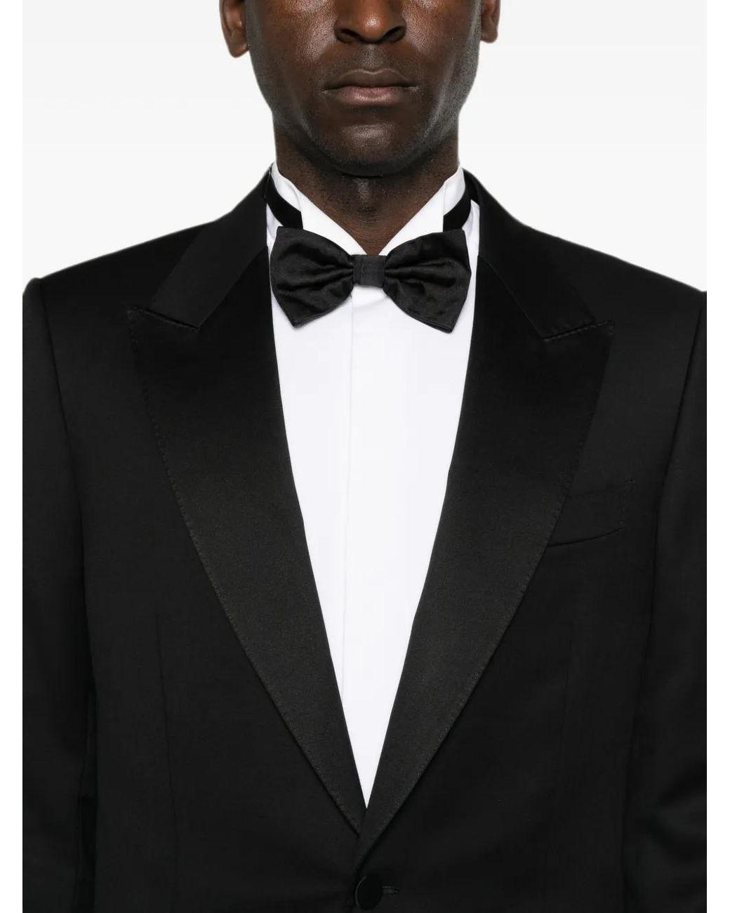 Zegna Black Peak-Lapel Wool Suit for men