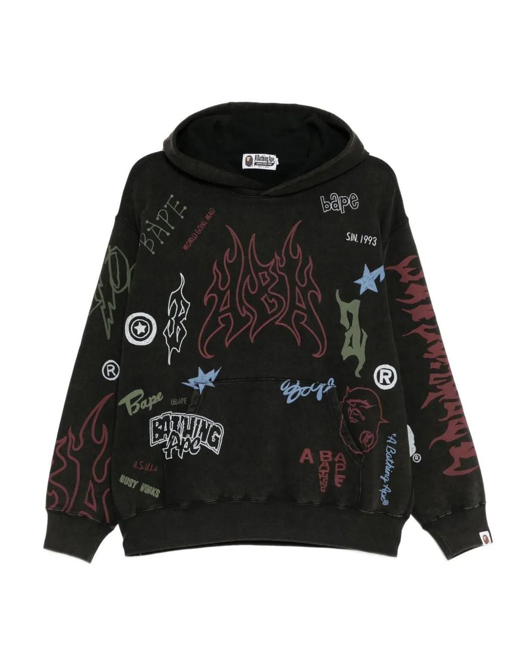 A Bathing Ape Black Logo-Print Hoodie for men