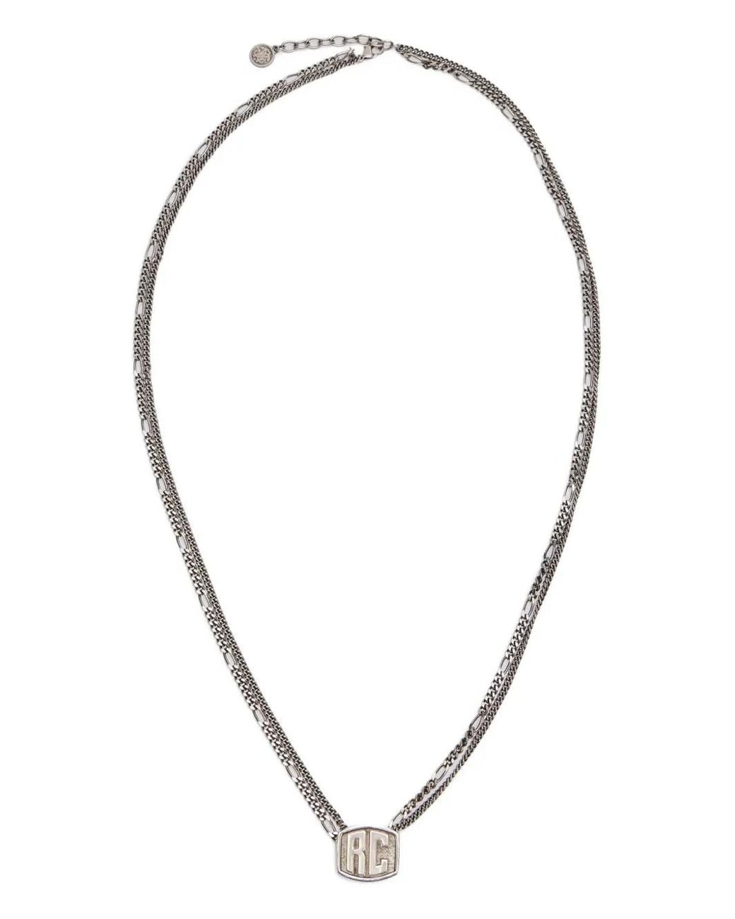 Roberto Cavalli Metallic Monogram Double-Chain Necklace for men