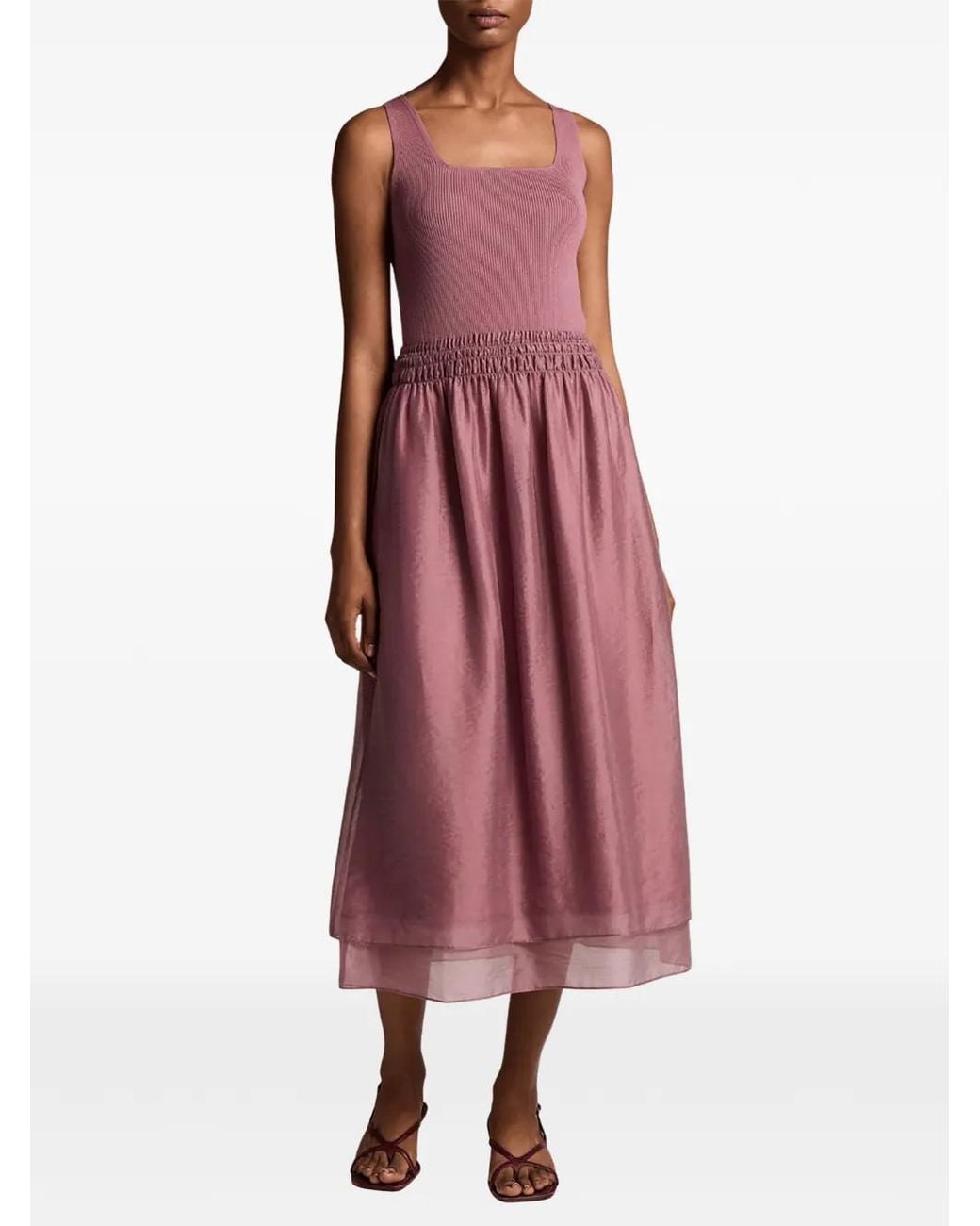 Vince Ribbed-Knit Layered Midi Dress