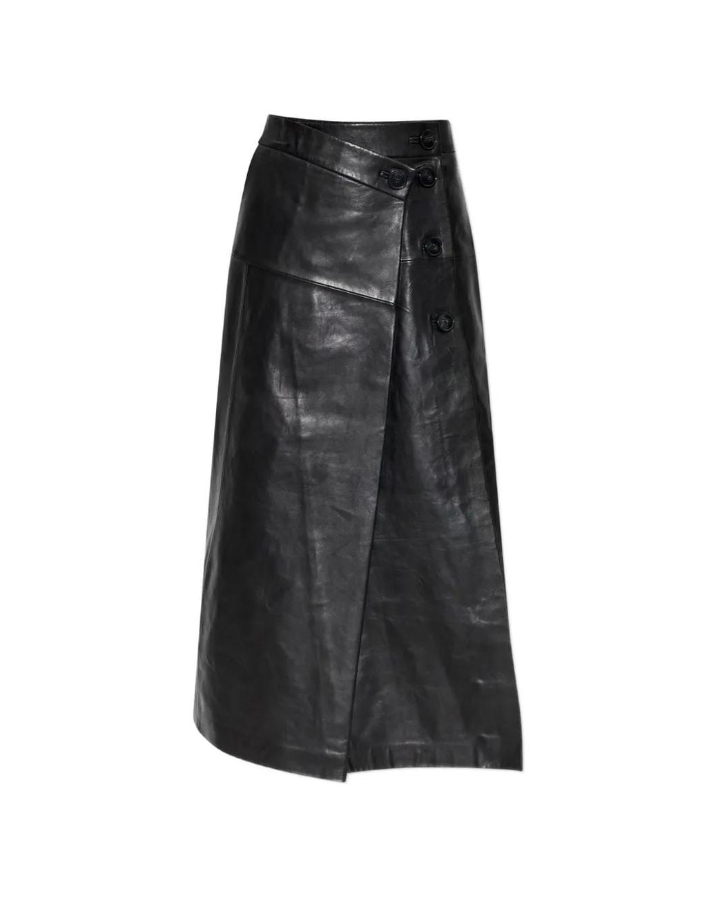 IRO Black Rimera Button-Fastening Wrap Midi Skirt
