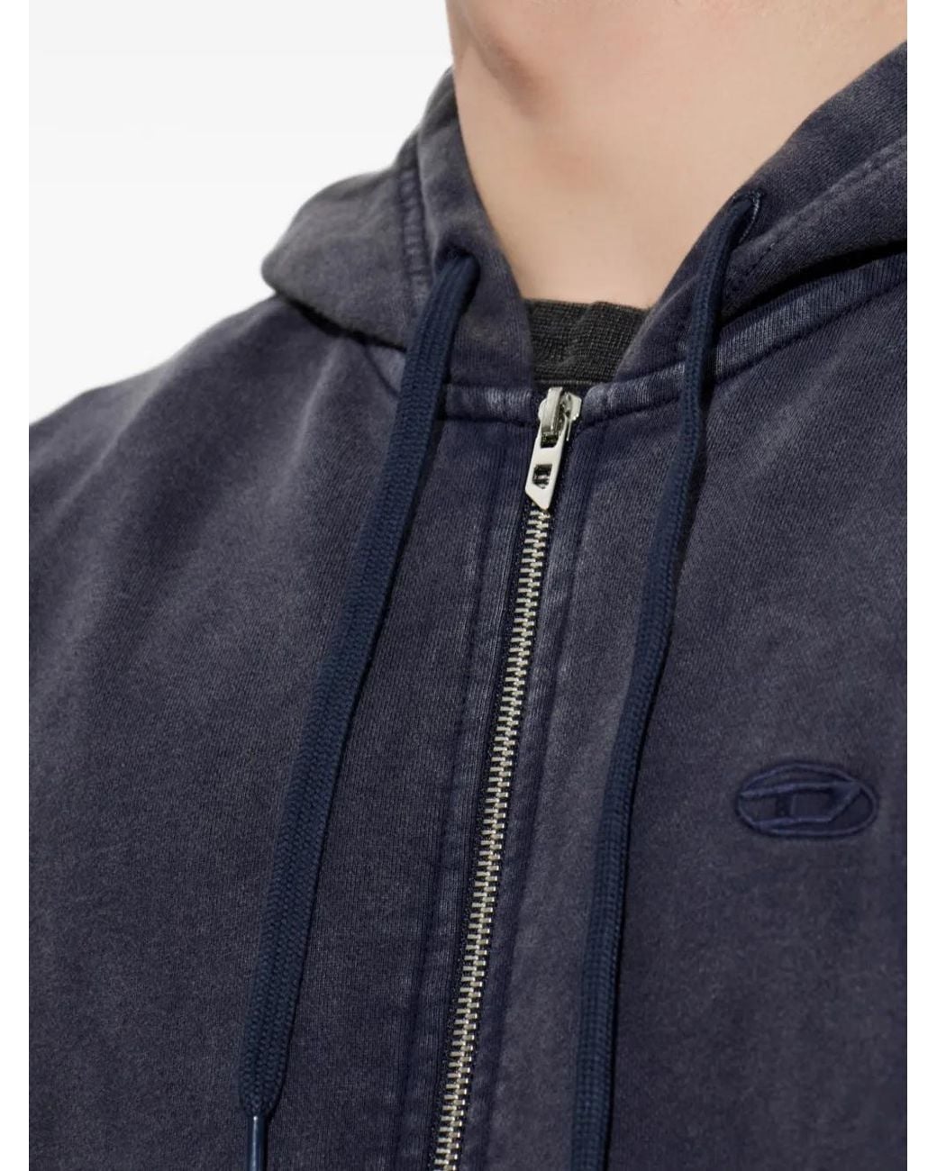 DIESEL Blue Zip-Up Hoodie for men
