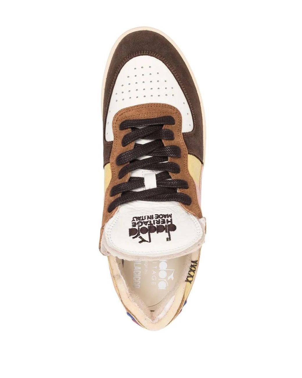 Diadora Yellow Colour-Block Lace-Up Sneakers for men