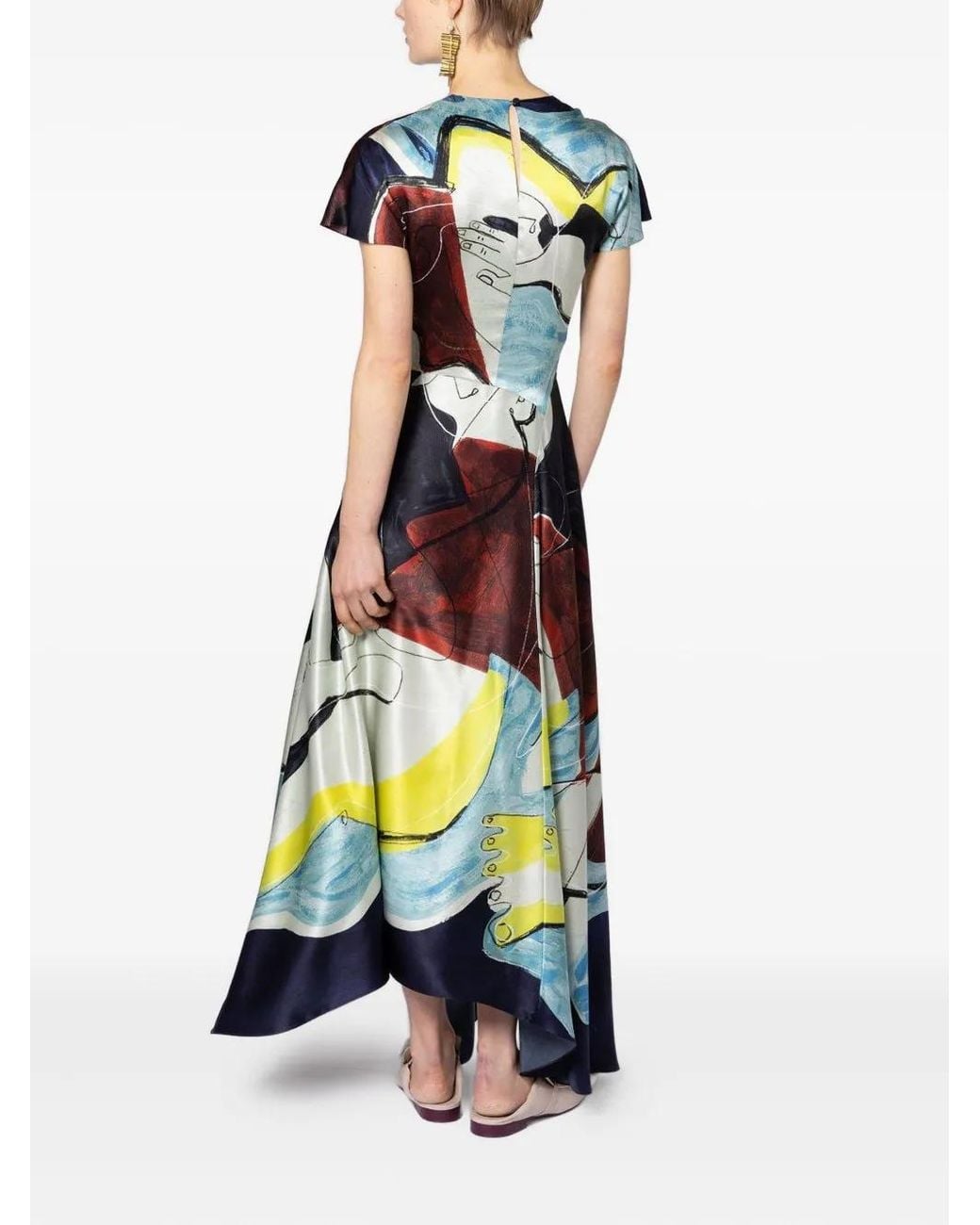 Roksanda Blue Abstract-Print Asymmetric Dress