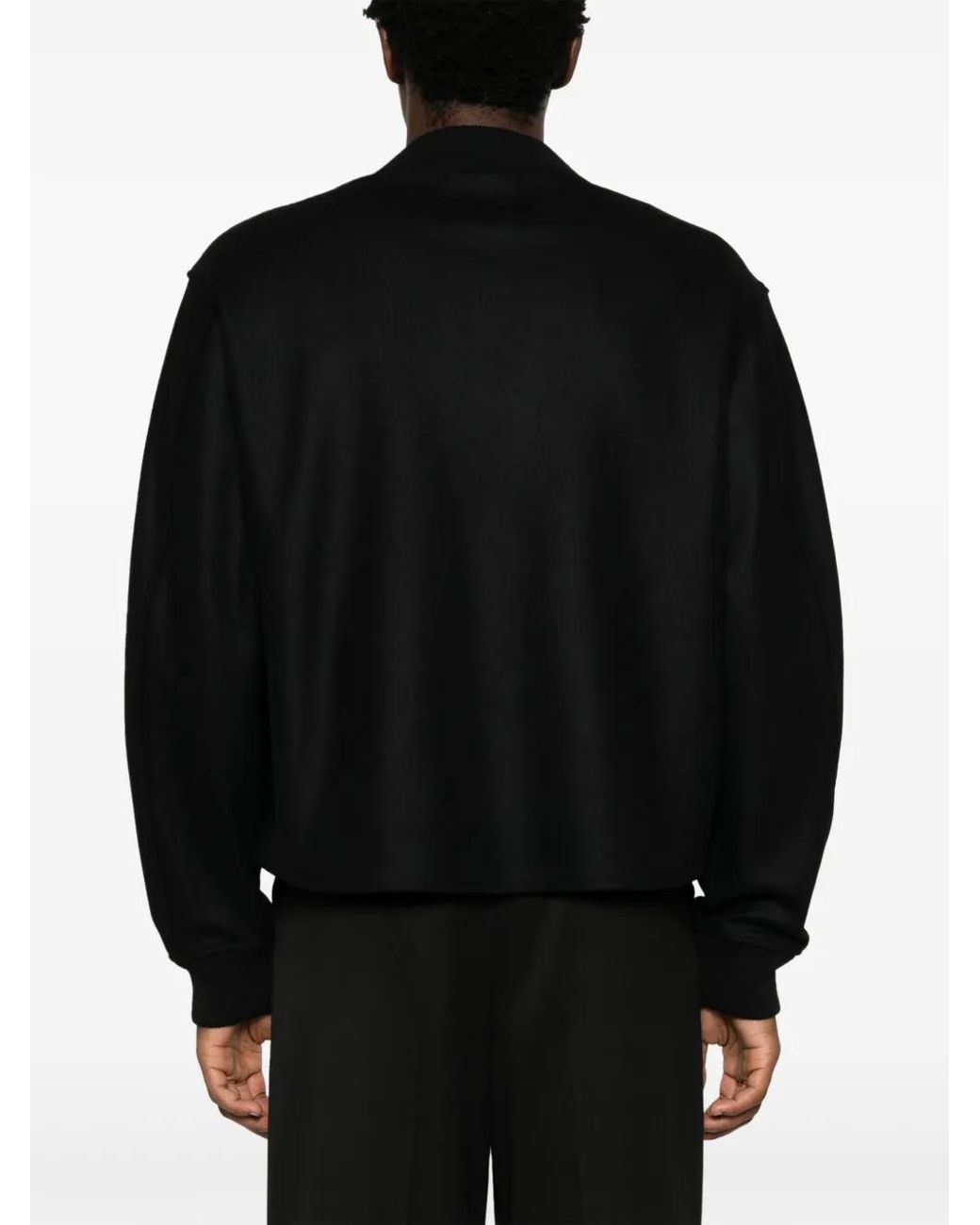 Jil Sander Black Band-Collar Wool Bomber Jacket for men