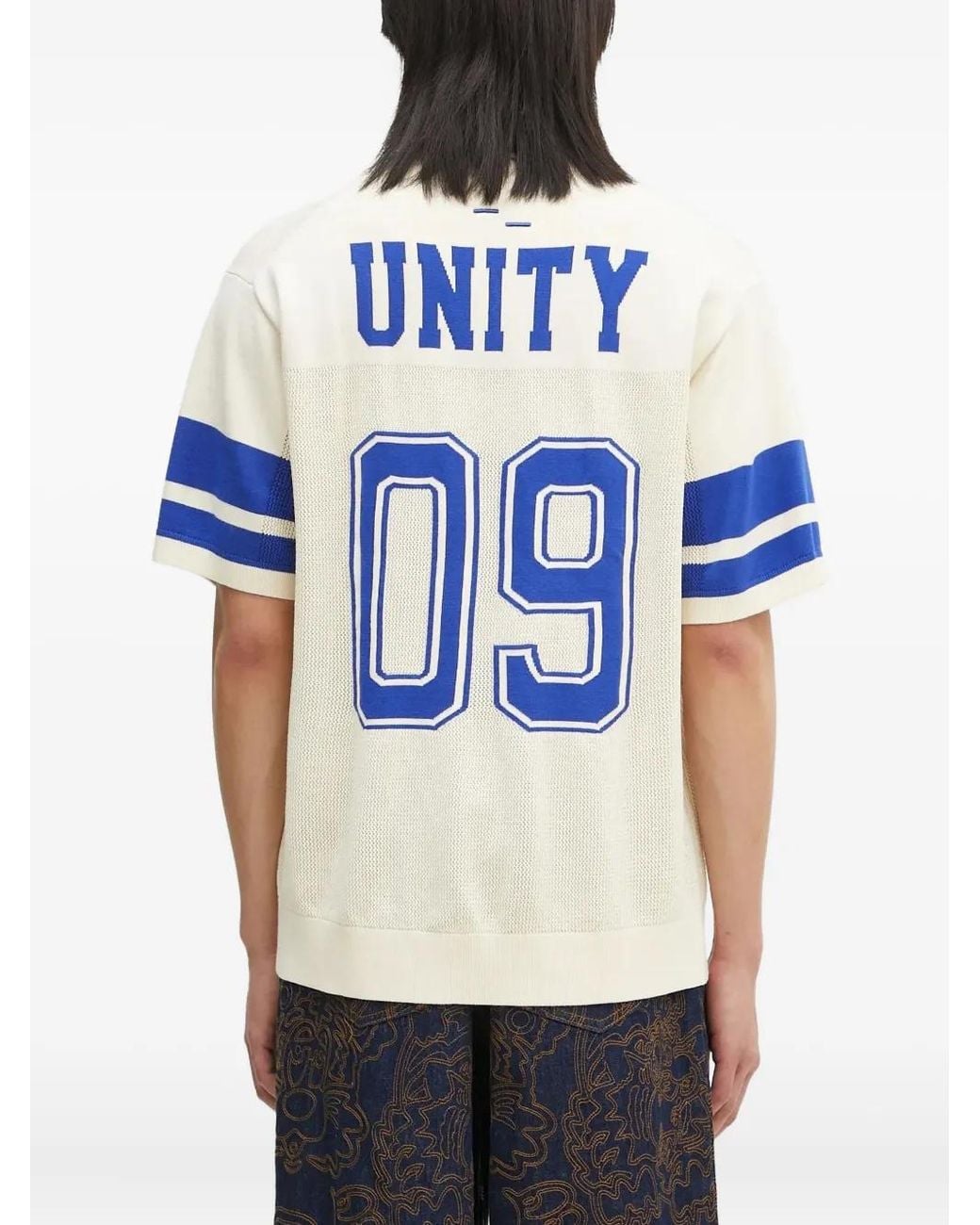 Filling Pieces Blue V-Neck Logo-Print T-Shirt for men
