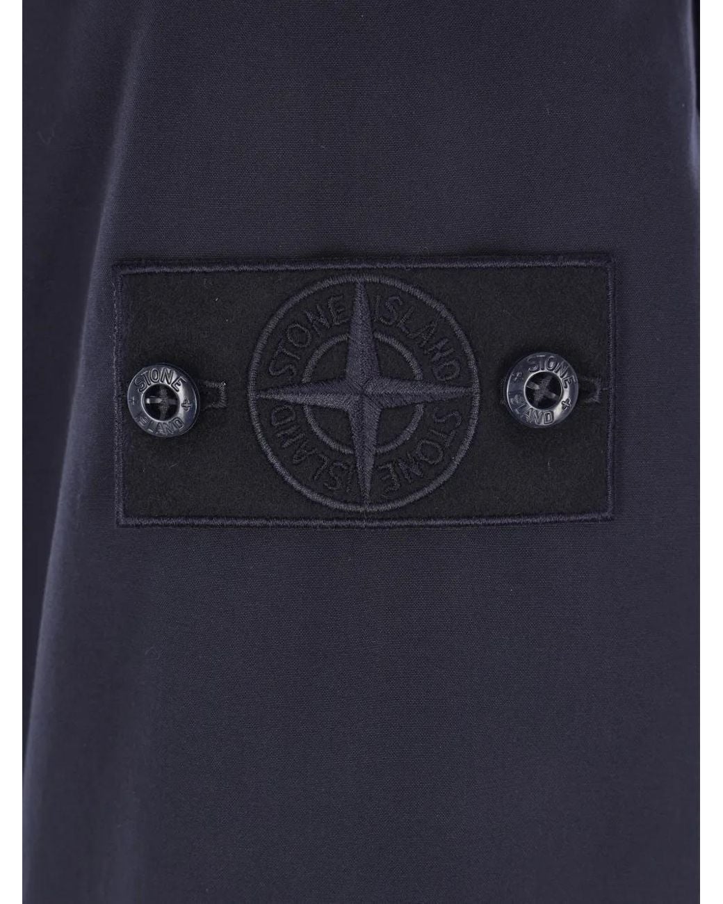 Stone Island Blue Hooded Cotton Jacket for men