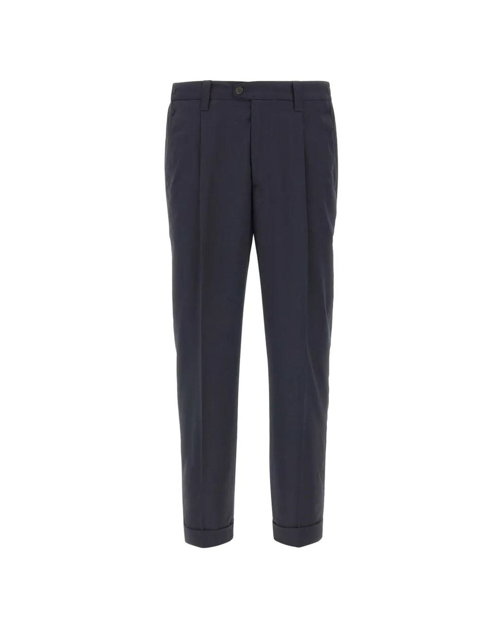 Devore Blue Front-Pleats Trousers for men