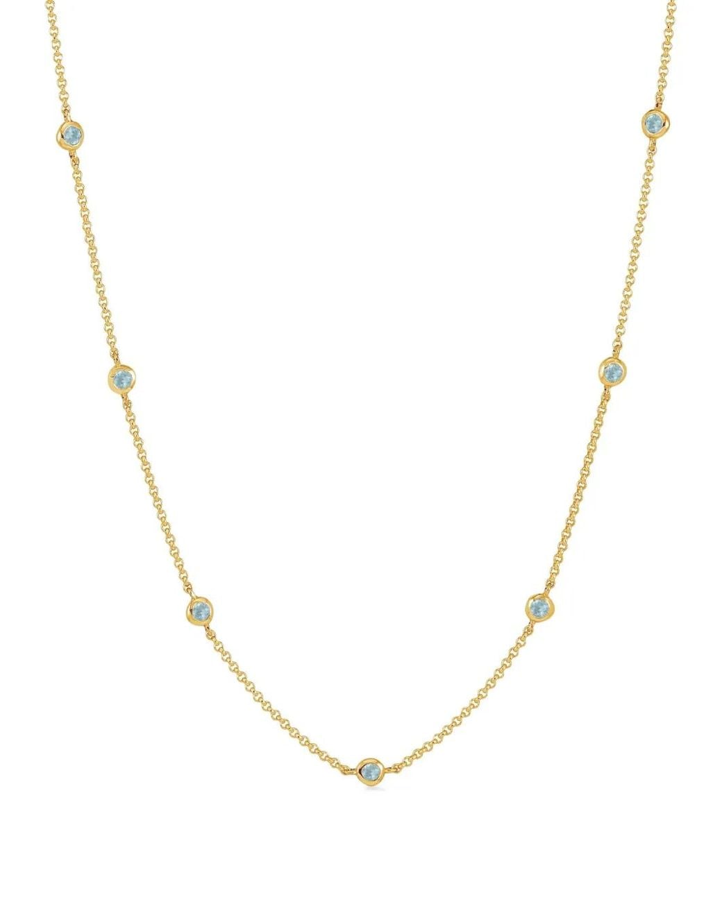 Dower & Hall Metallic 18K Vermeil Aquamarine Dewdrop-Pendant Necklace