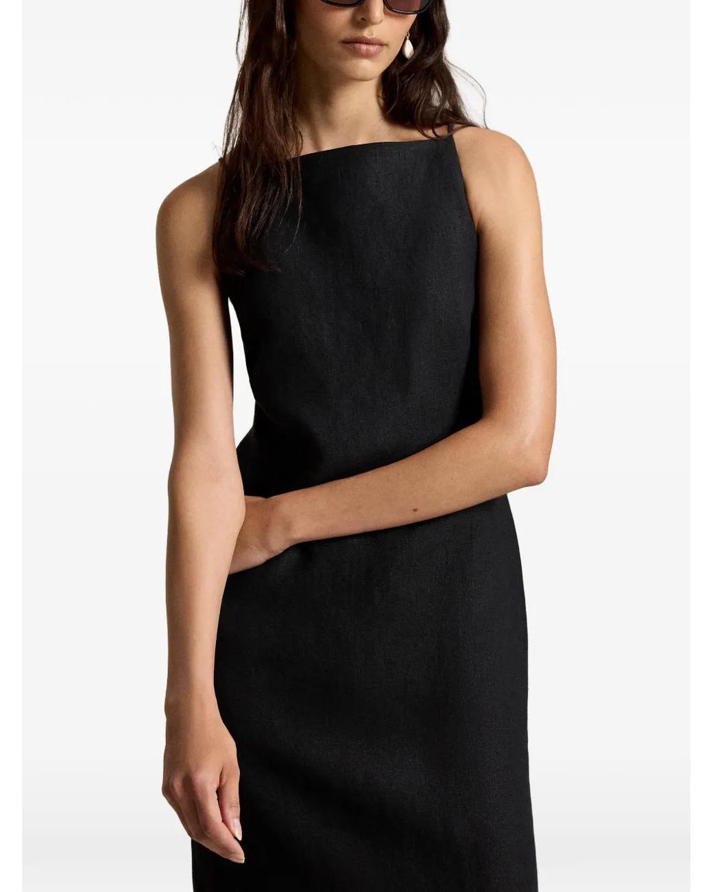 Polo Ralph Lauren Black Square-Neck Slip Dress