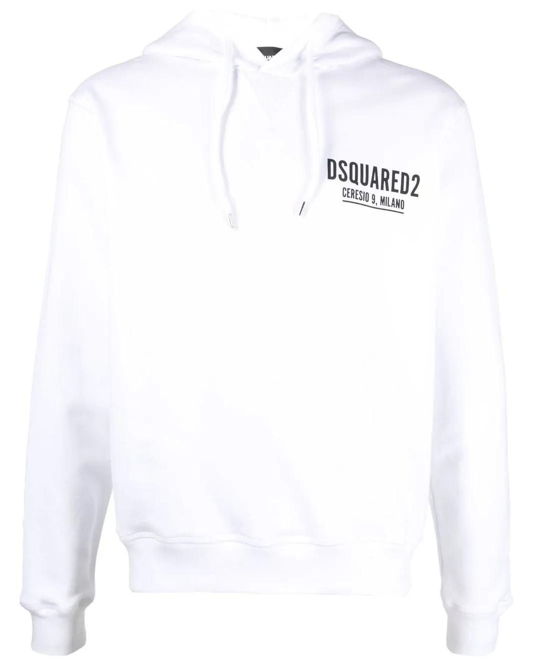 DSquared² White Logo-Print Cotton Hoodie for men