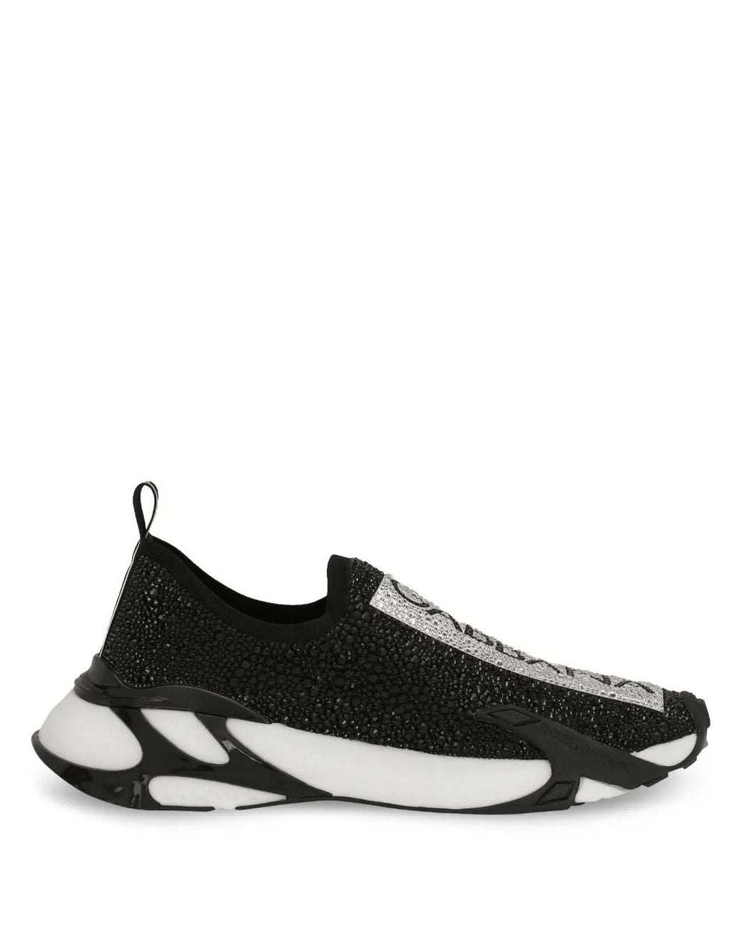 Dolce & Gabbana Black Fast Rhinestone-Embellished Sneakers for men