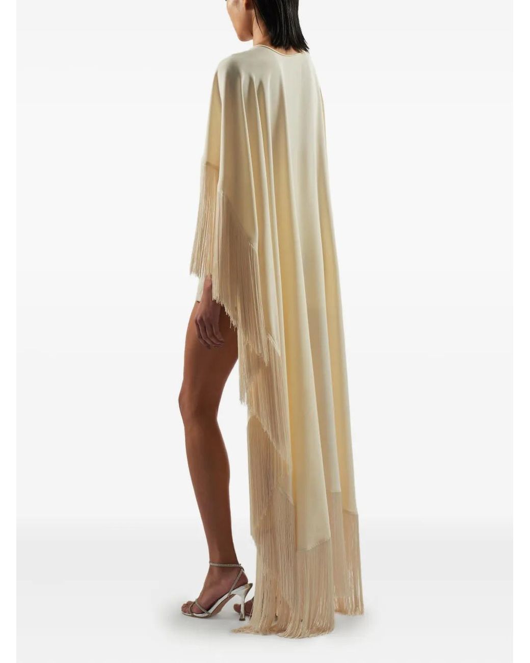 Taller Marmo White 1970 Fringe-Trim Mini Dress