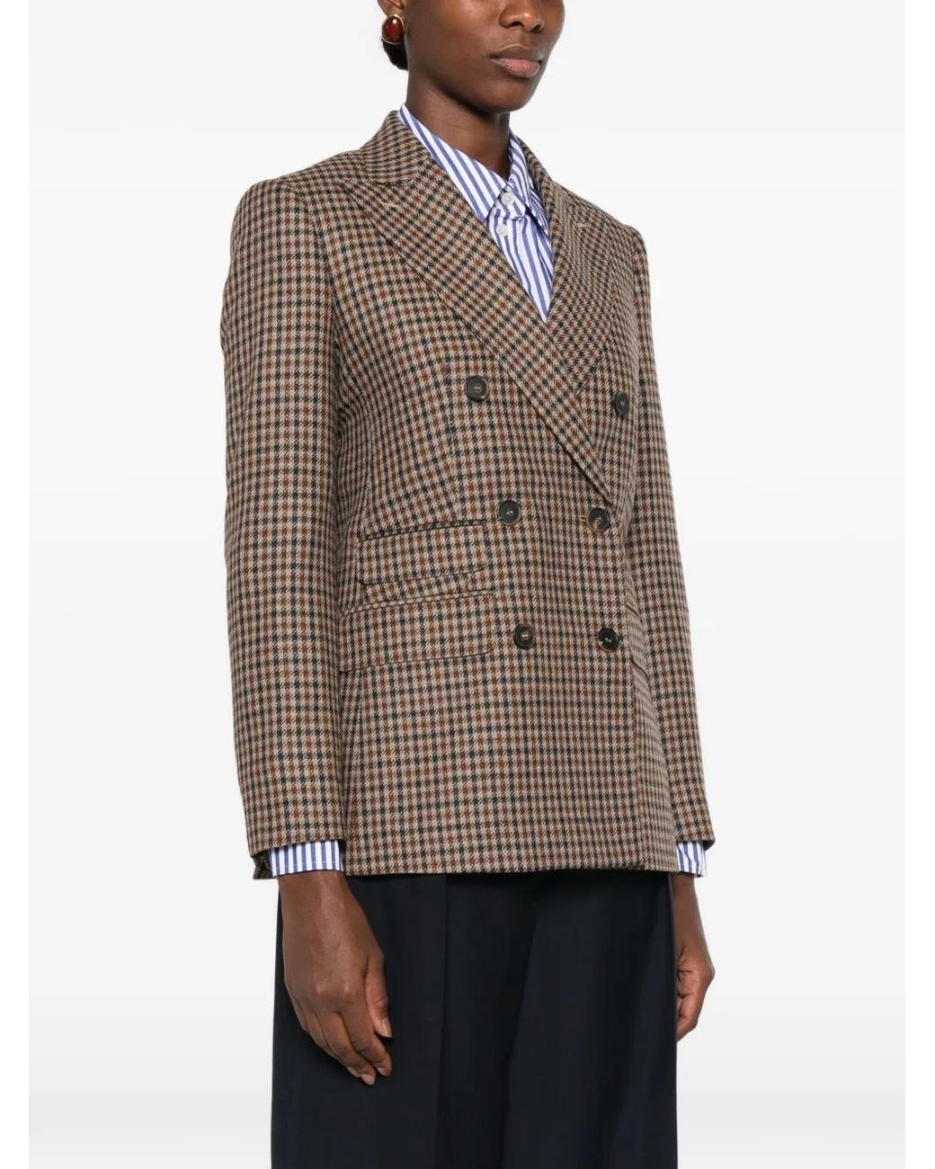 Max Mara Brown Blazer À Boutonnière Croisée