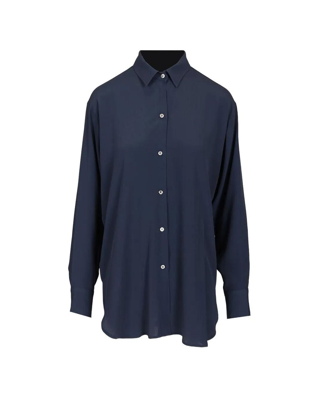 Al Duca D'aosta Blue Oversized Silk Shirt
