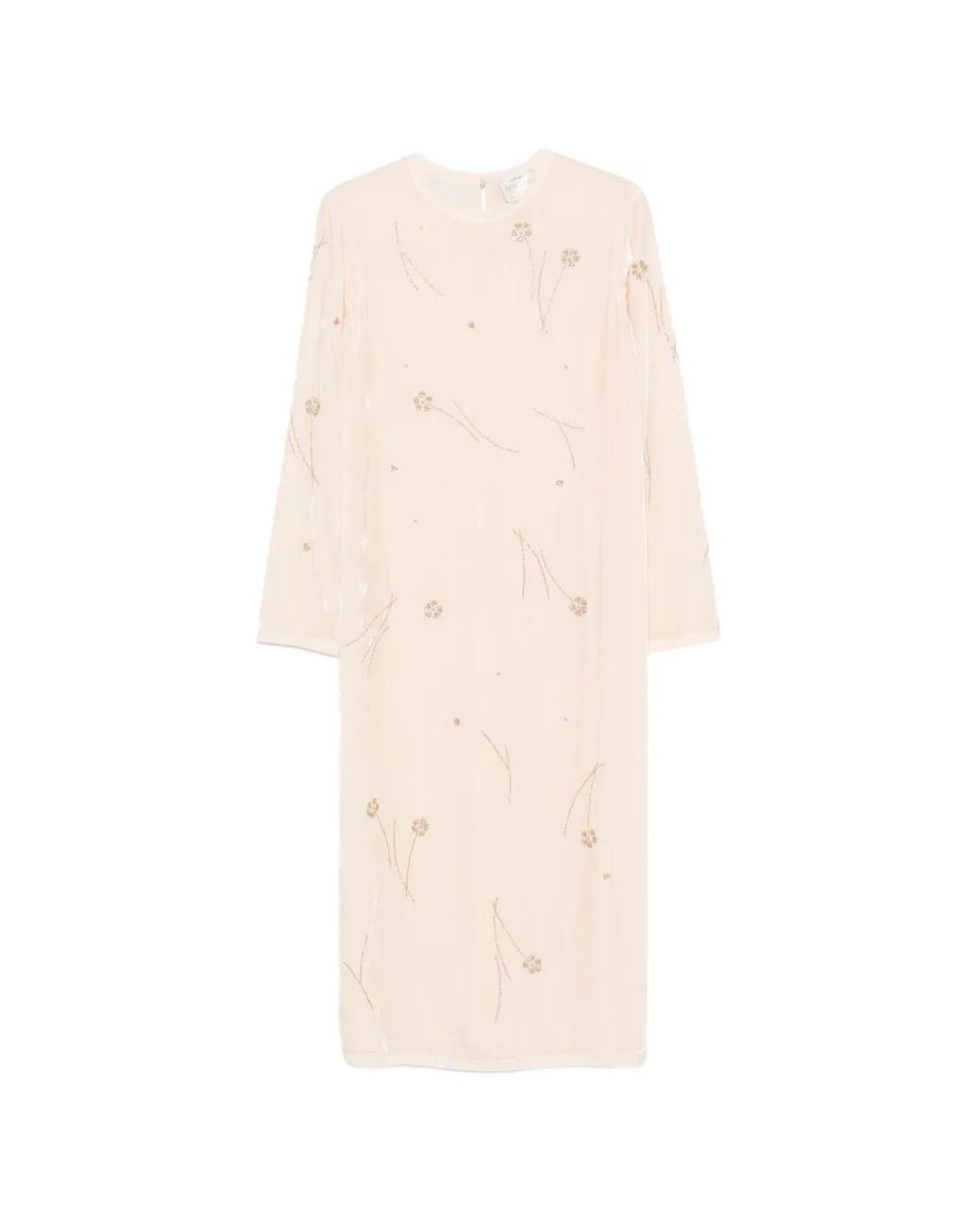 Forte_forte White Embroidered Crushed-Velvet Midi Dress