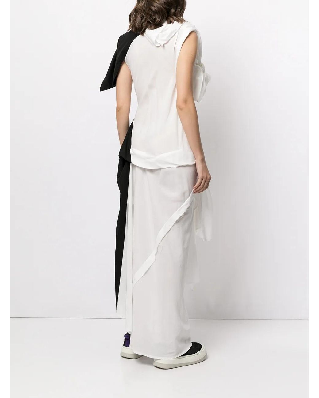Yohji Yamamoto Black Colour-Block Asymmetric Dress